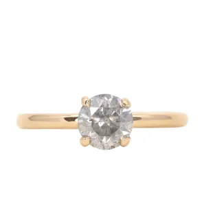 1.06ct Round Opalescent Grey Diamond Classic 4 Prong Solitaire in 14k Yellow Gold