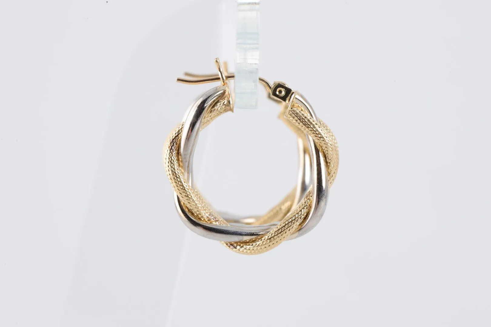 14k Two-Tone Gold Twisted Hoop Earrings (5.02g.)