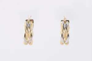 14k Two-Tone Gold Twisted Hoop Earrings (5.02g.)