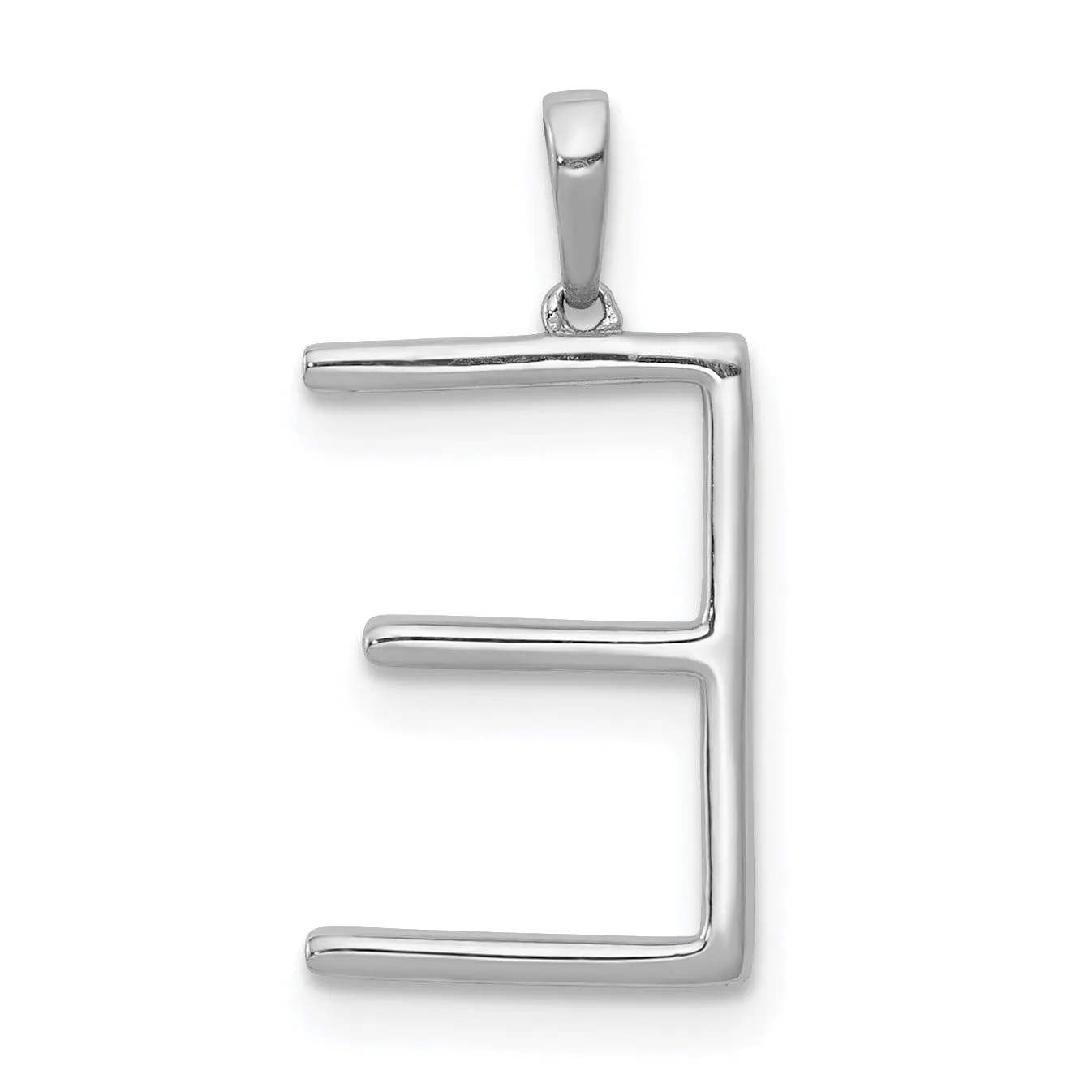 14K White Gold Diamond 0.096-CT Block Letter E Initial Charm Pendant
