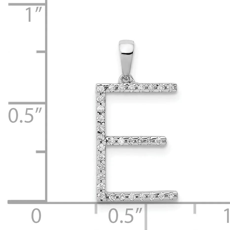 14K White Gold Diamond 0.096-CT Block Letter E Initial Charm Pendant