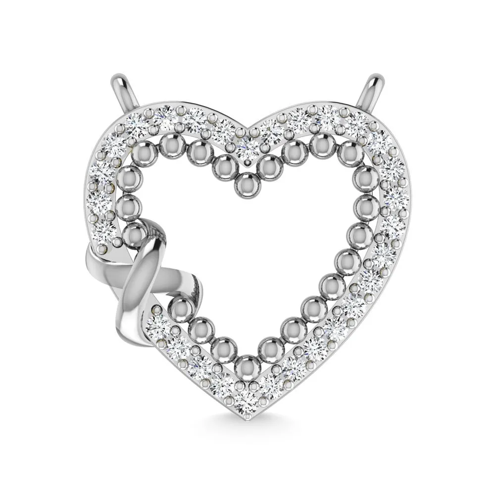 14K White Gold Diamond 1/5 Ct.Tw. Heart Necklace