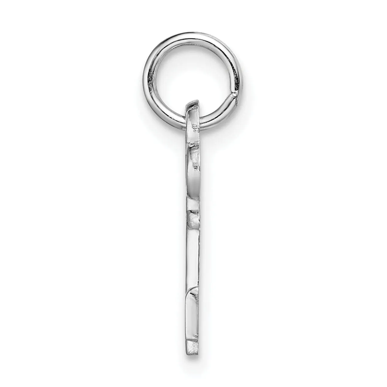 14K White Gold Fancy Key Shape Design Letter H Initial Charm Pendant