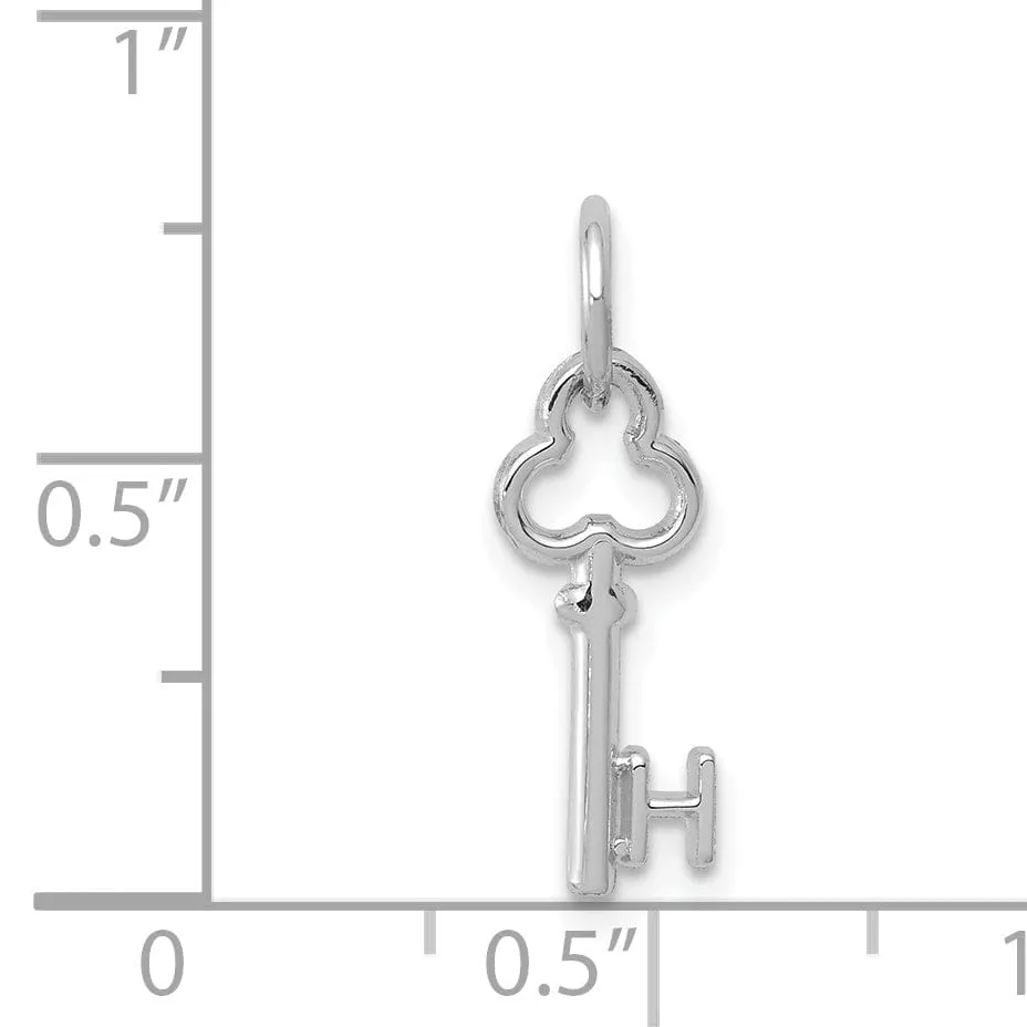14K White Gold Fancy Key Shape Design Letter H Initial Charm Pendant