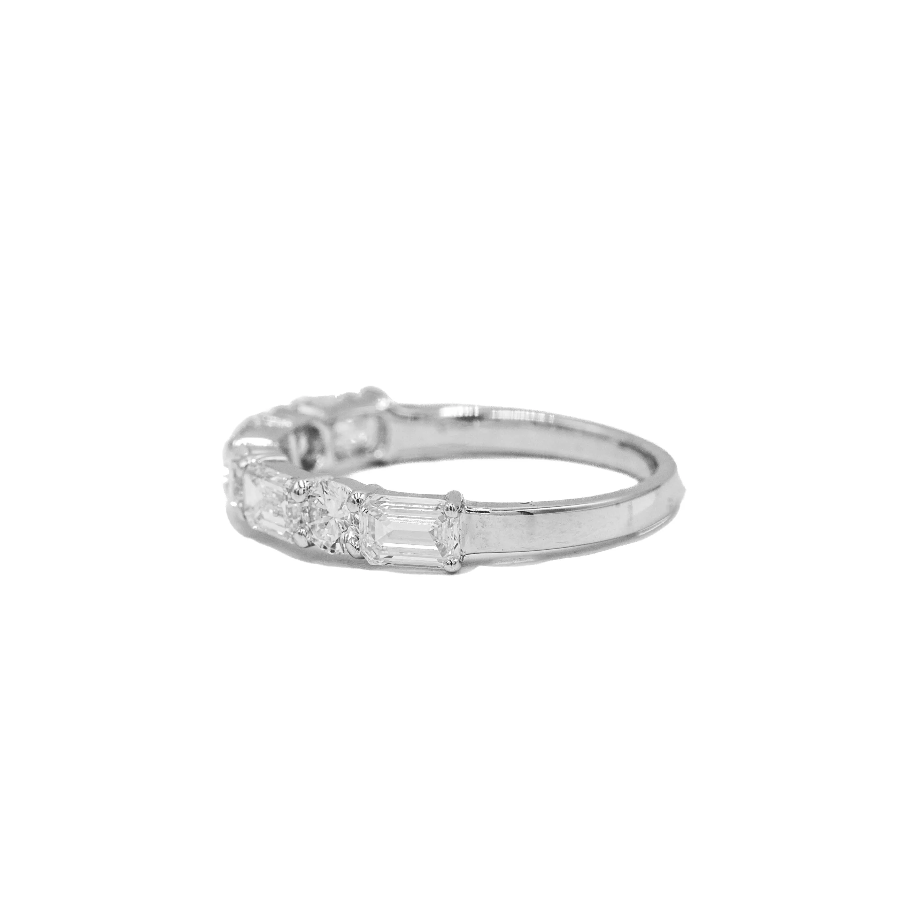 14kw 1.53ctw Round & Emerald-Cut Diamond Band