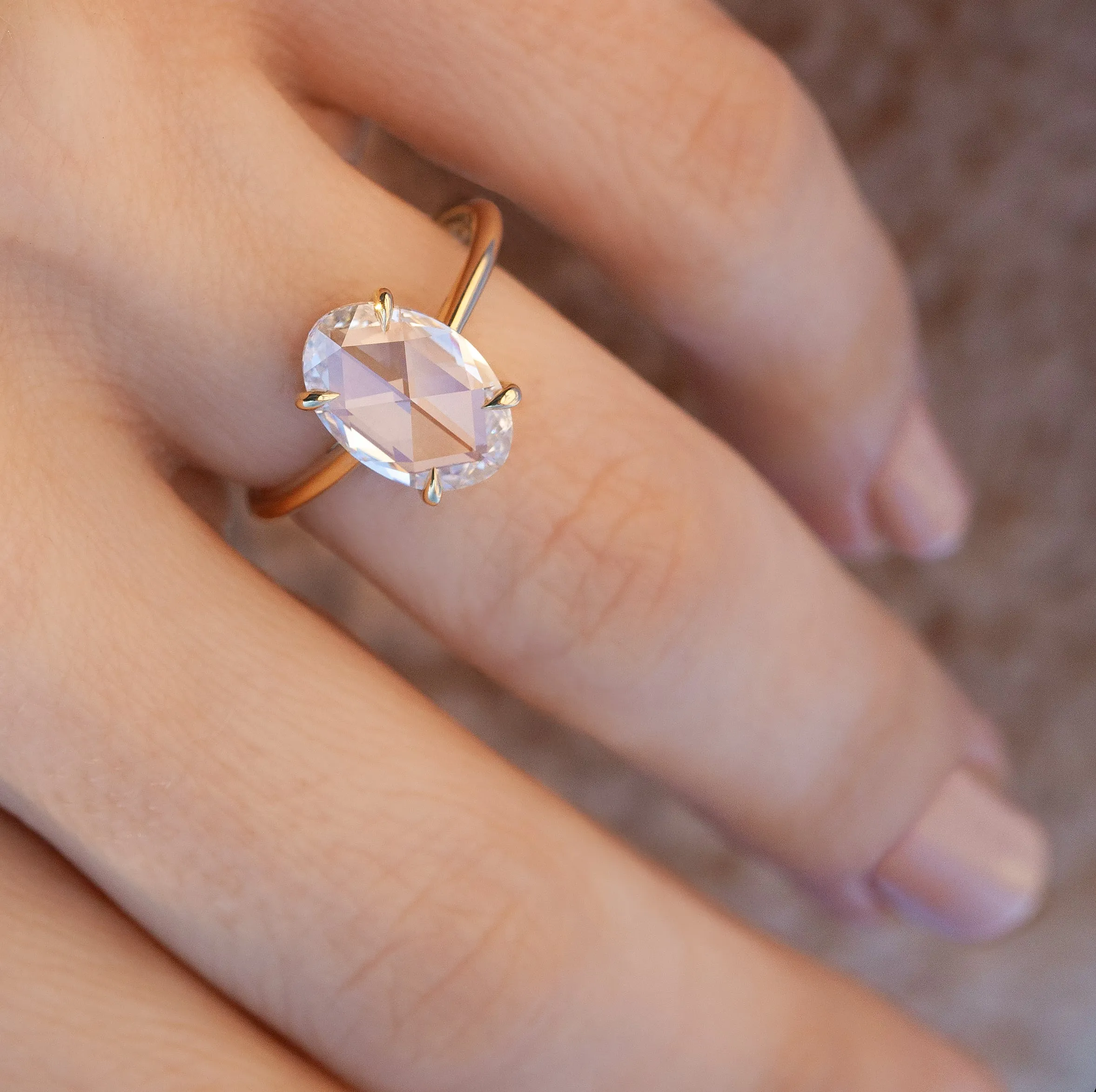 2 Carat Rose Cut Oval Solitaire (Ready to Ship)