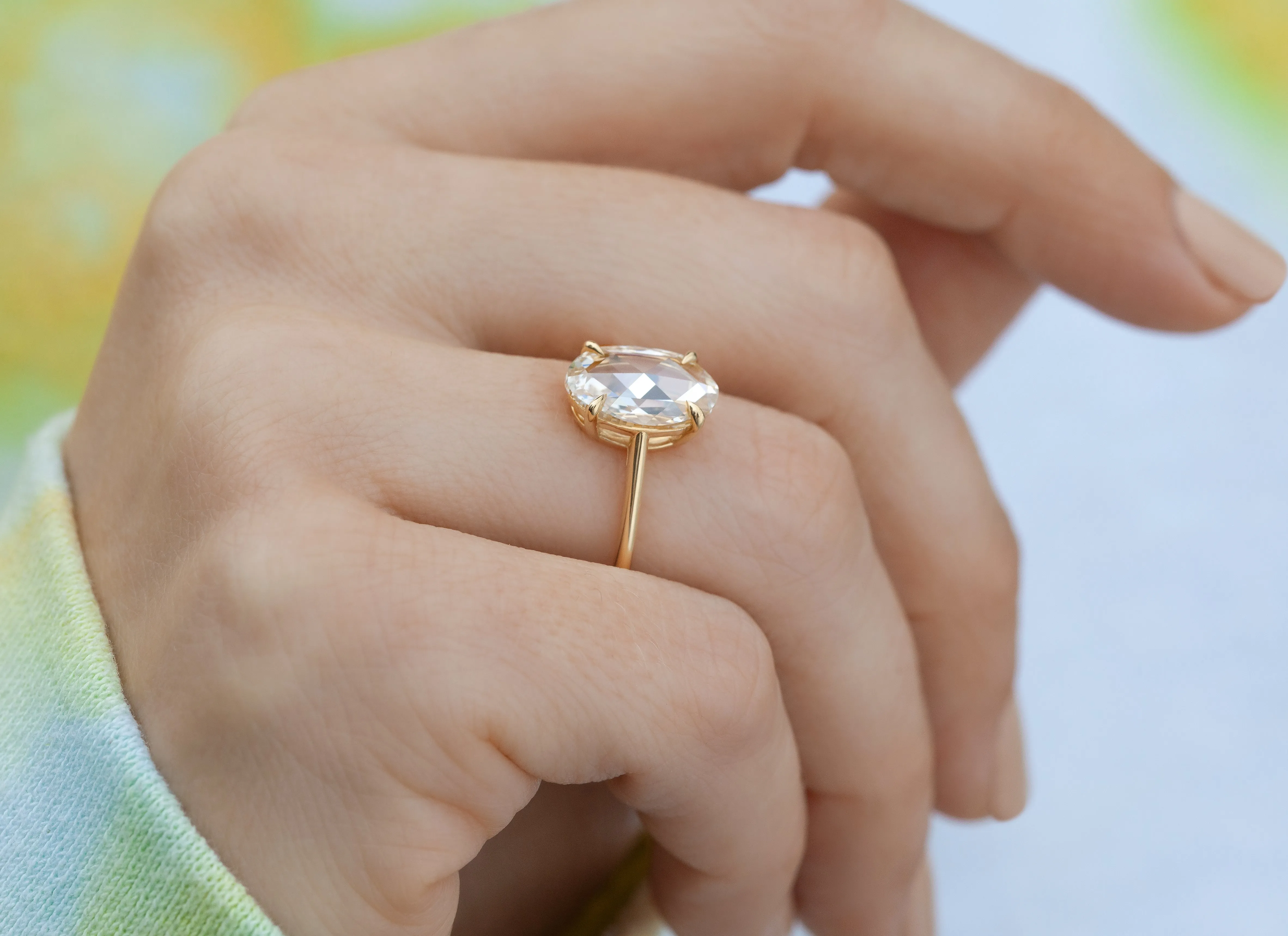 2 Carat Rose Cut Oval Solitaire (Ready to Ship)