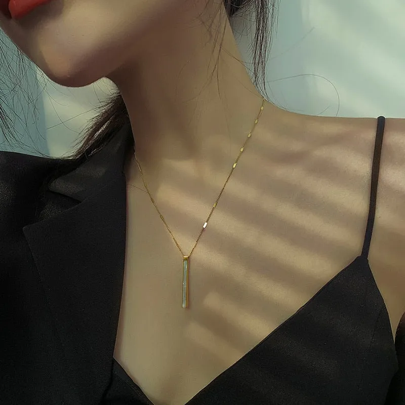 2020 South Korea New Exquisite Shell Titanium Steel Necklace Simple Fashionable Clavicle Chain Women&#39;s Jewelry
