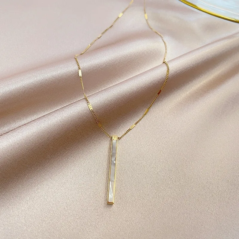2020 South Korea New Exquisite Shell Titanium Steel Necklace Simple Fashionable Clavicle Chain Women&#39;s Jewelry