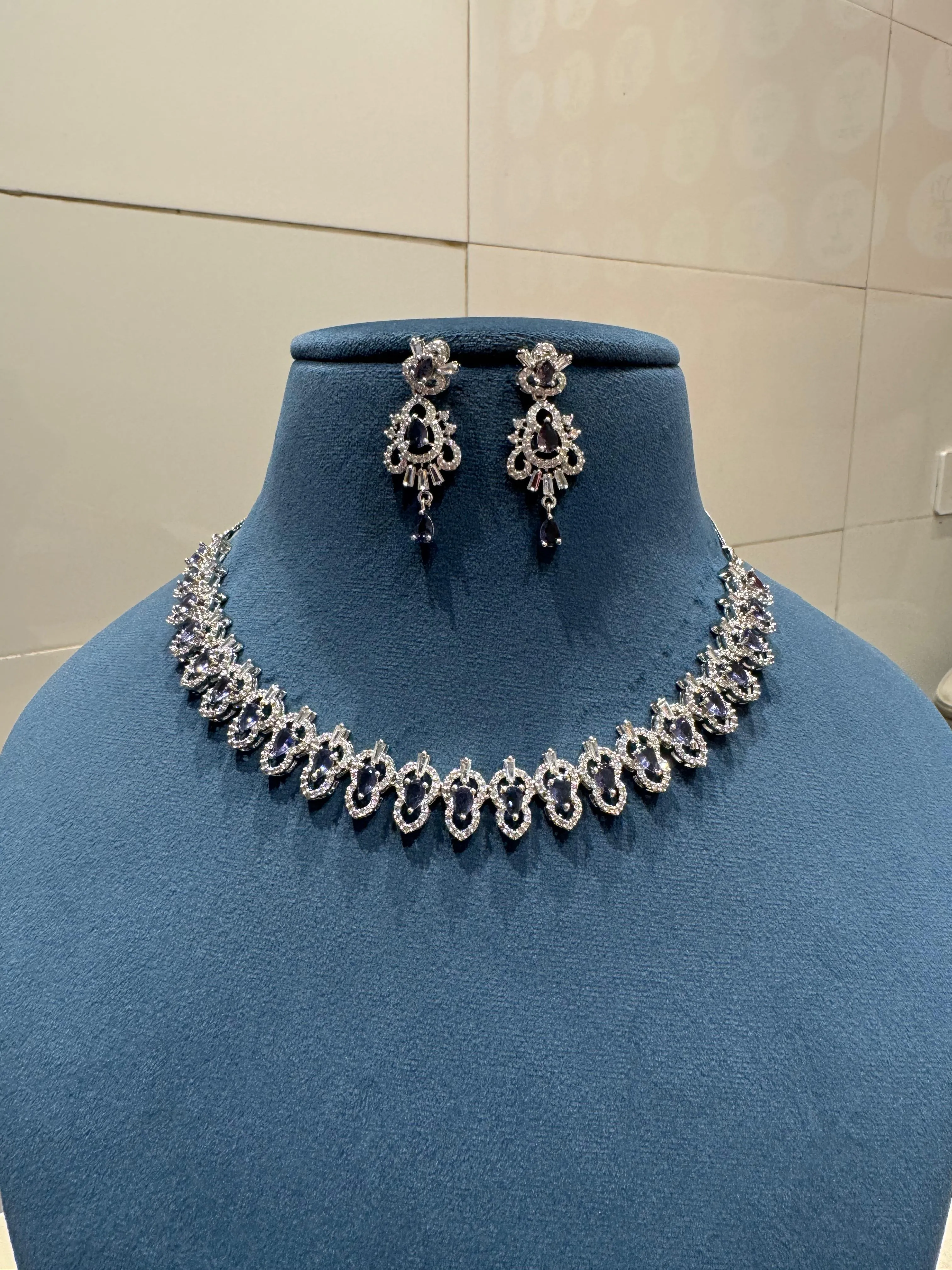 American Diamond Necklace with Earrings CZ Elegant Timeless Jewelry