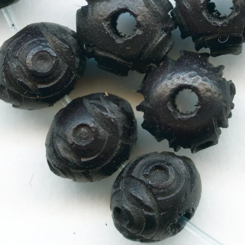 Antique French carved Corozzo beads 6mm pkg of 15. b7-wo248
