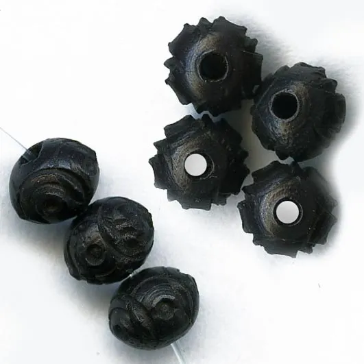 Antique French carved Corozzo beads 6mm pkg of 15. b7-wo248