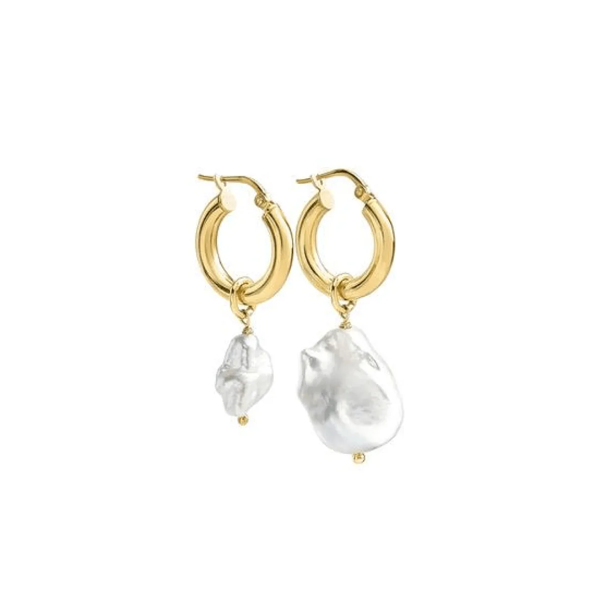 Asymmetrical Pearl Hoop Earrings