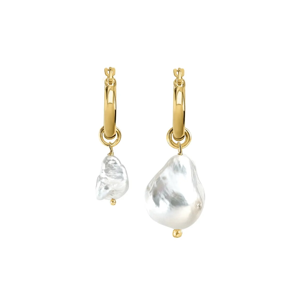 Asymmetrical Pearl Hoop Earrings