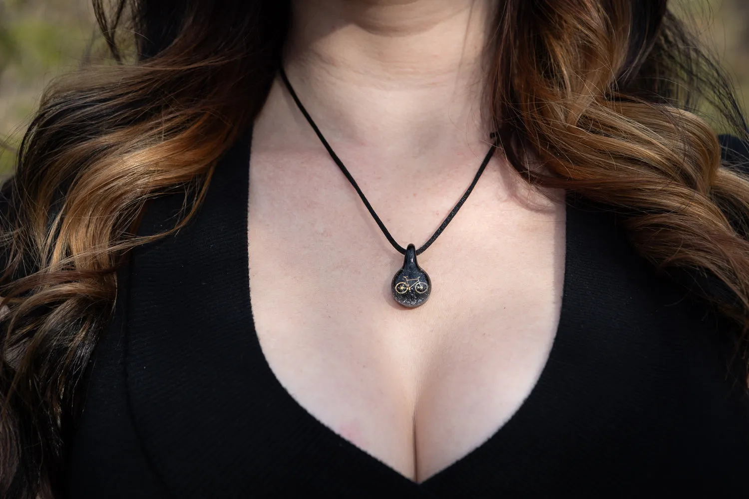 Bike Hologram Pendant with Infused Cremation Ash