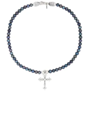 Black Pearl Necklace With Cross