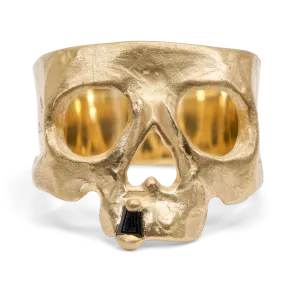 Black Snaggletooth Skull Ring - Made to Order