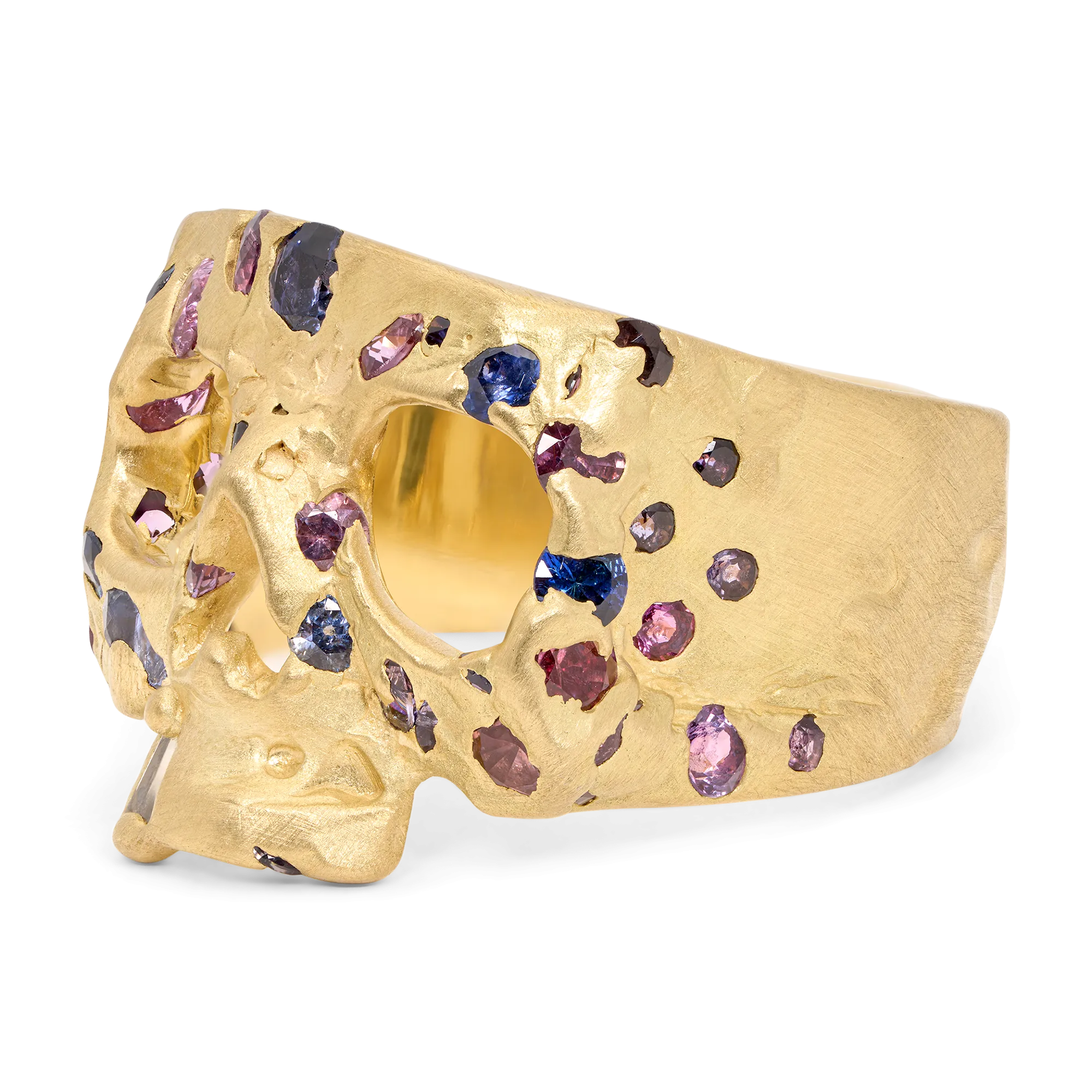 Blue & Purple Confetti Skull Ring - Size 7 - 11861
