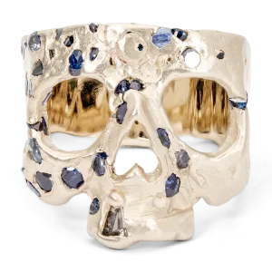Blue Confetti Skull Ring in White - Size 6.5 - 11244