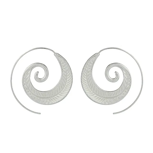 Bohemian Round Spiral Drop Earrings