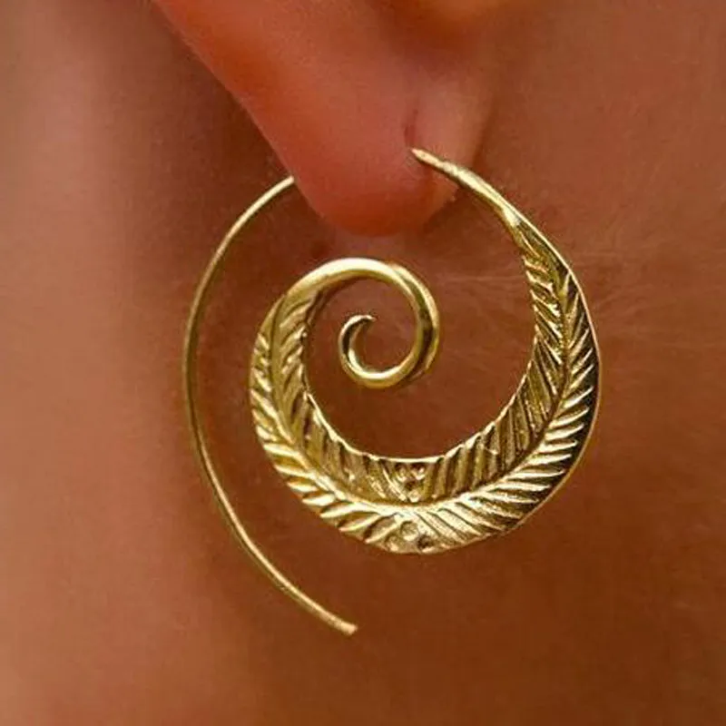 Bohemian Round Spiral Drop Earrings