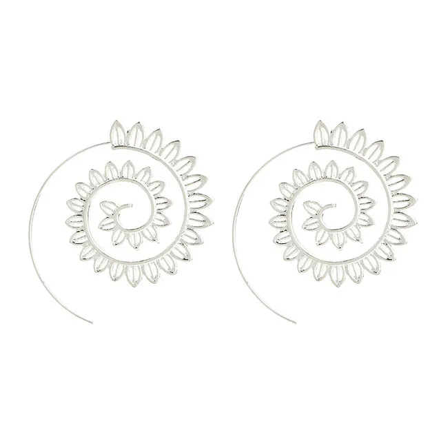 Bohemian Round Spiral Drop Earrings