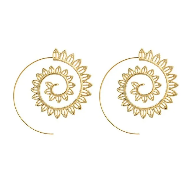 Bohemian Round Spiral Drop Earrings