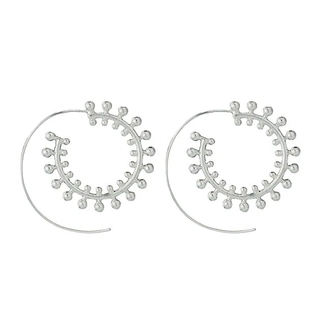 Bohemian Round Spiral Drop Earrings