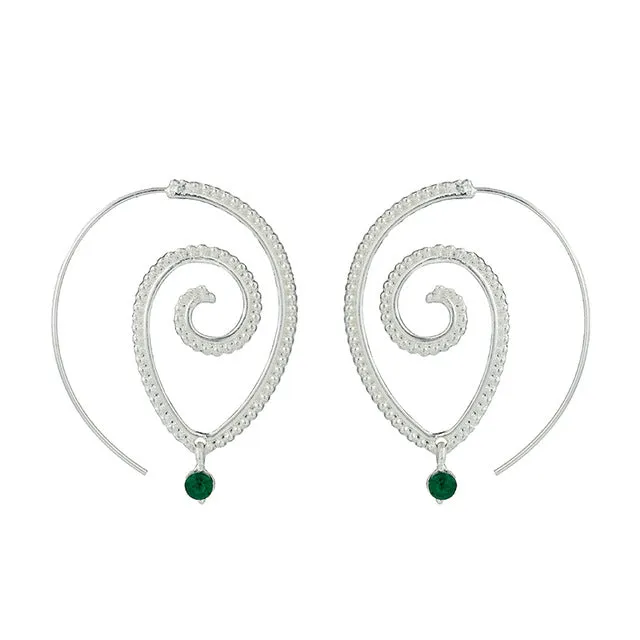 Bohemian Round Spiral Drop Earrings