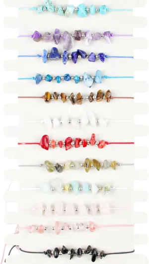 Chakra Natural Gemstones Bracelet Colorful Crystal Stretch Wrist Chip Bracelets for Women Yoga Meditation Prayer Healing Protection