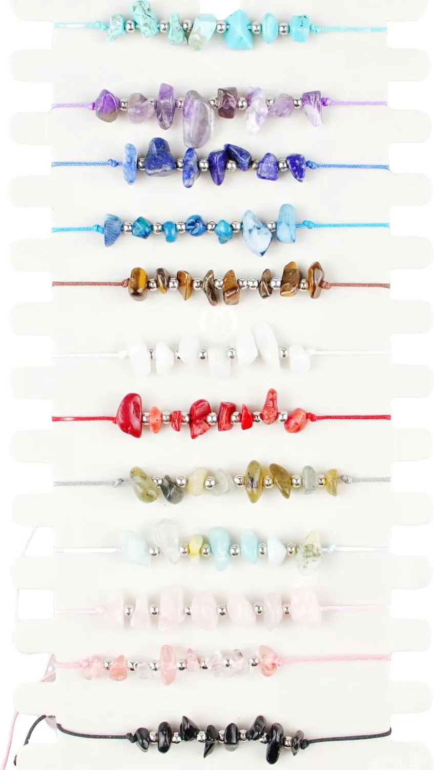 Chakra Natural Gemstones Bracelet Colorful Crystal Stretch Wrist Chip Bracelets for Women Yoga Meditation Prayer Healing Protection
