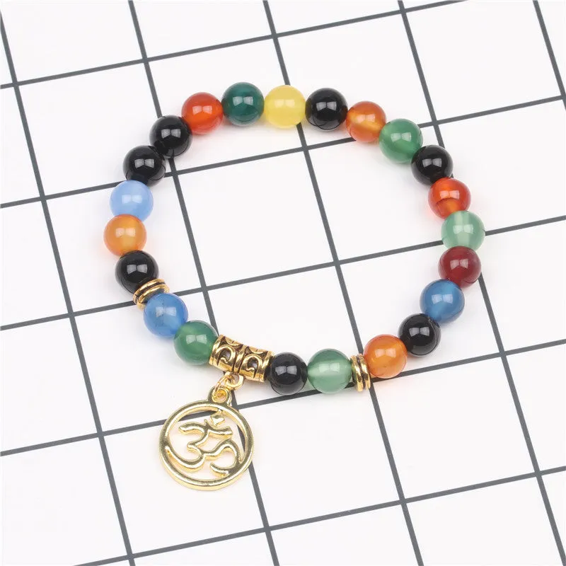 Colorful Chakra Agate Energy Yoga Buddha 3D Bracelet