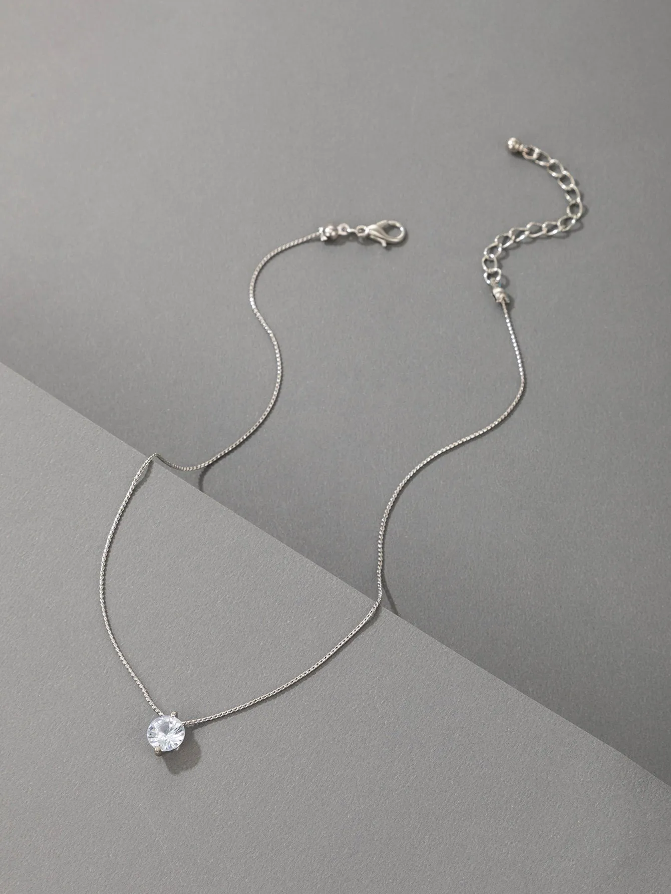 Cubic Zirconia Round Charm Necklace