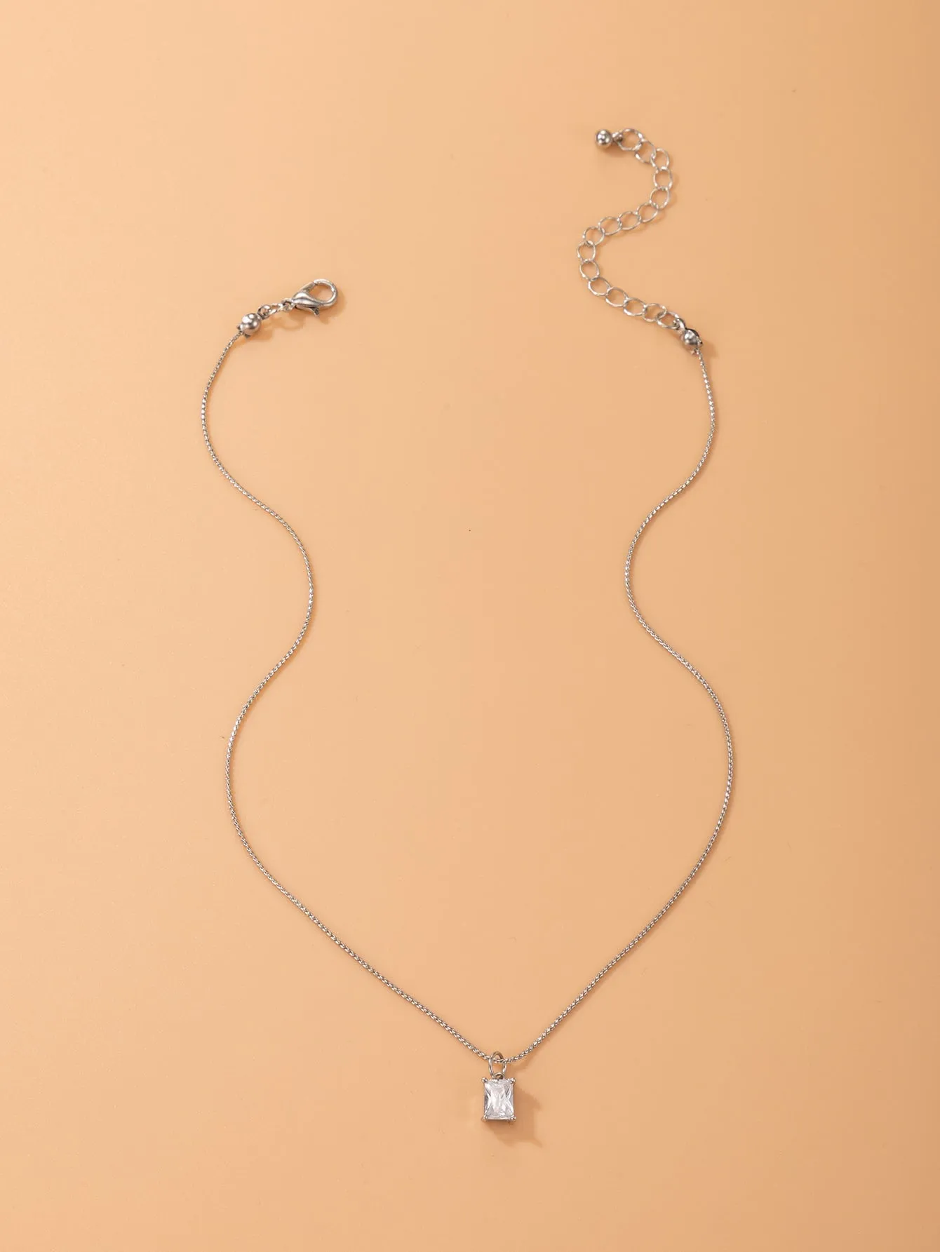 Cubic Zirconia Round Charm Necklace