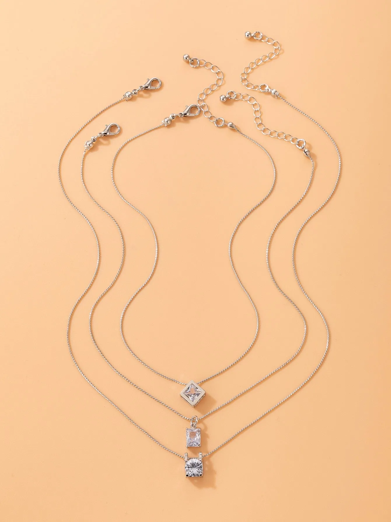 Cubic Zirconia Round Charm Necklace
