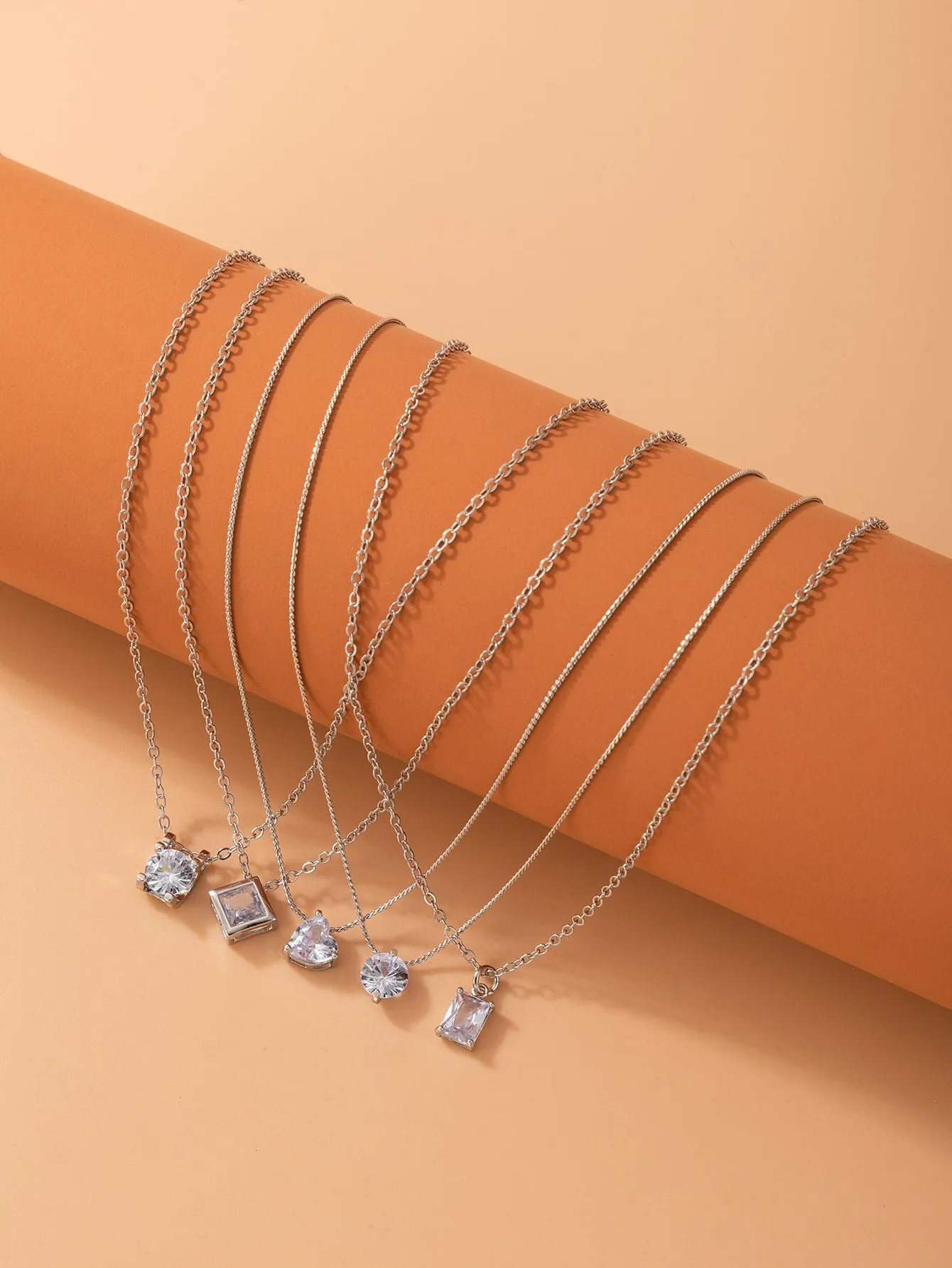 Cubic Zirconia Round Charm Necklace