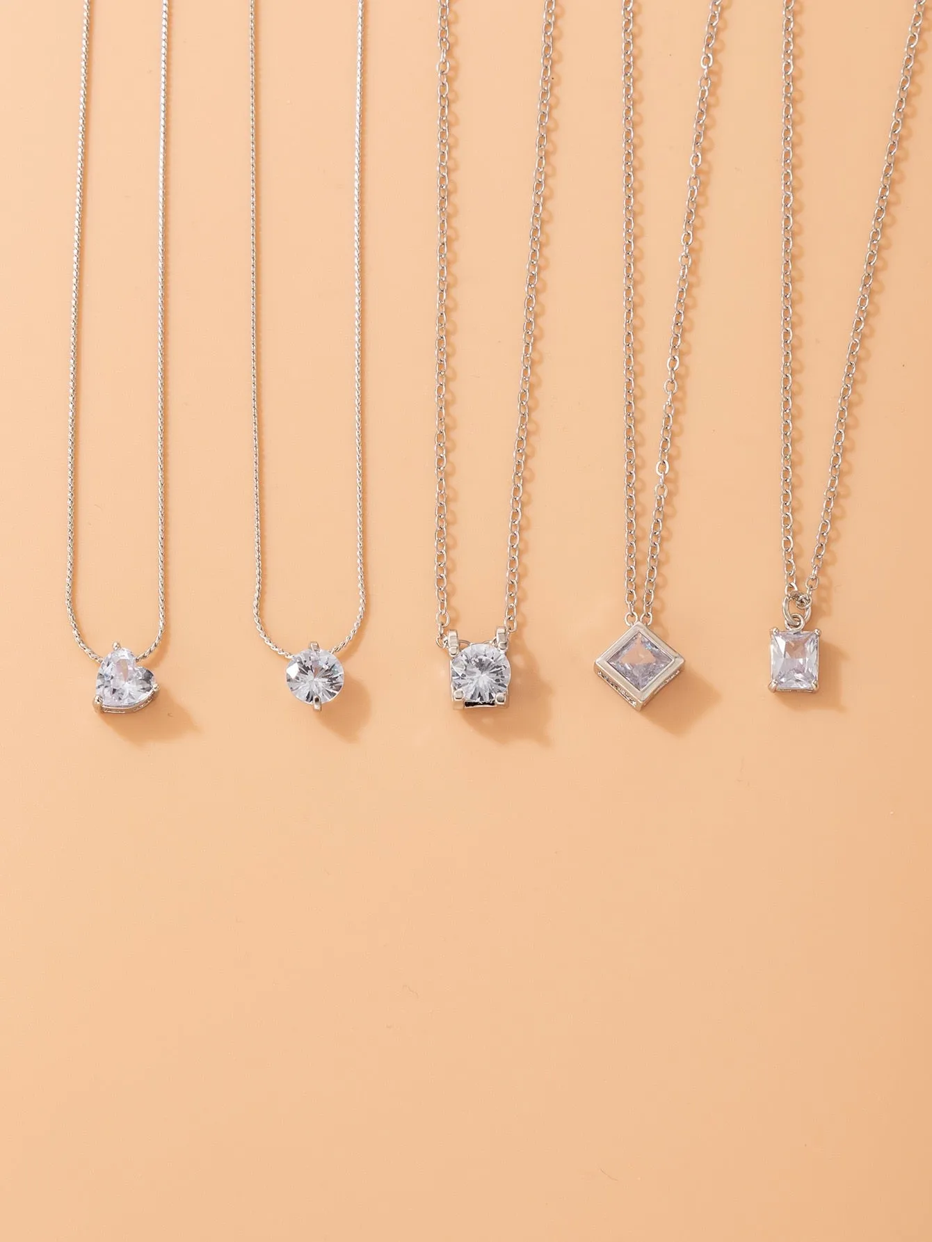 Cubic Zirconia Round Charm Necklace