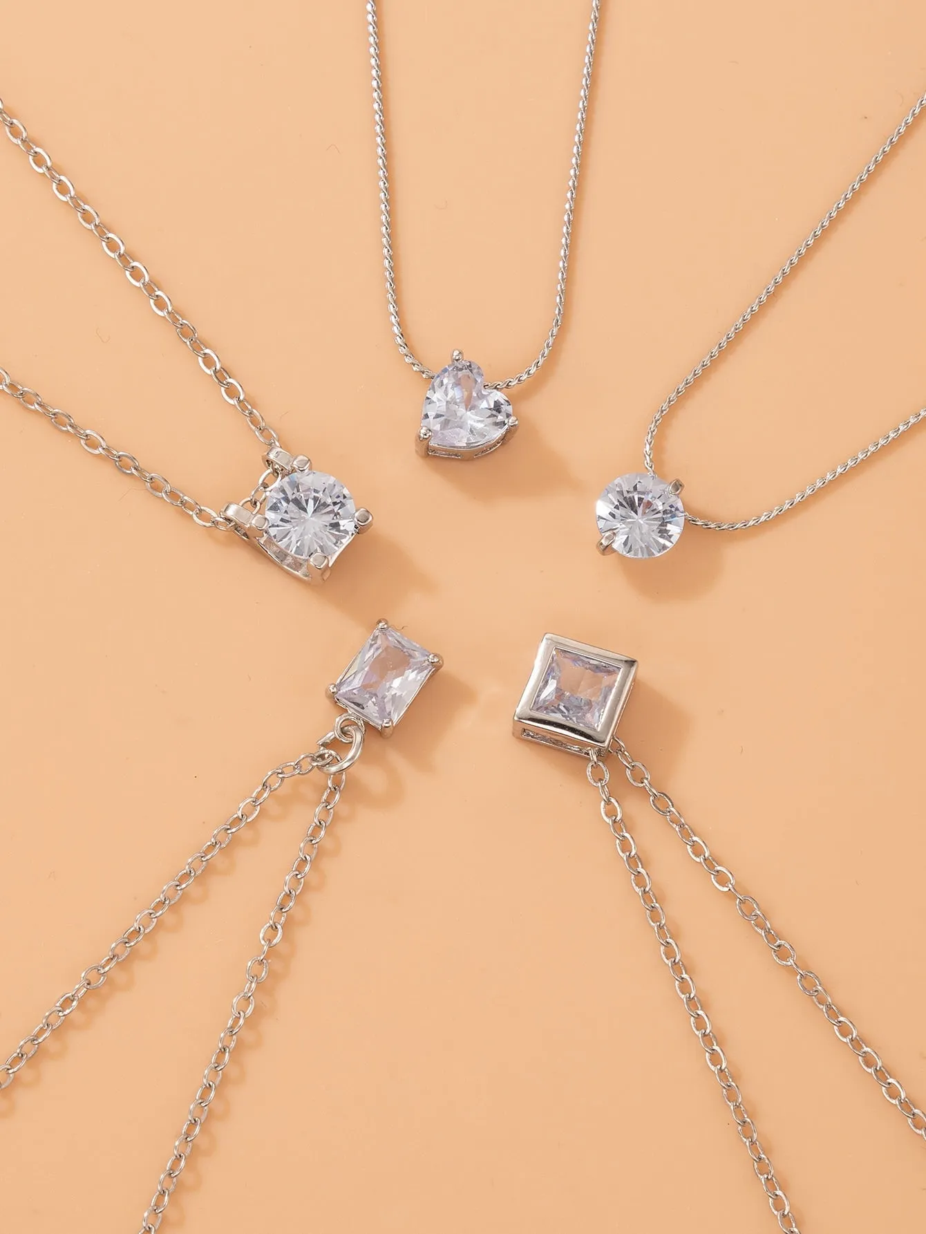 Cubic Zirconia Round Charm Necklace