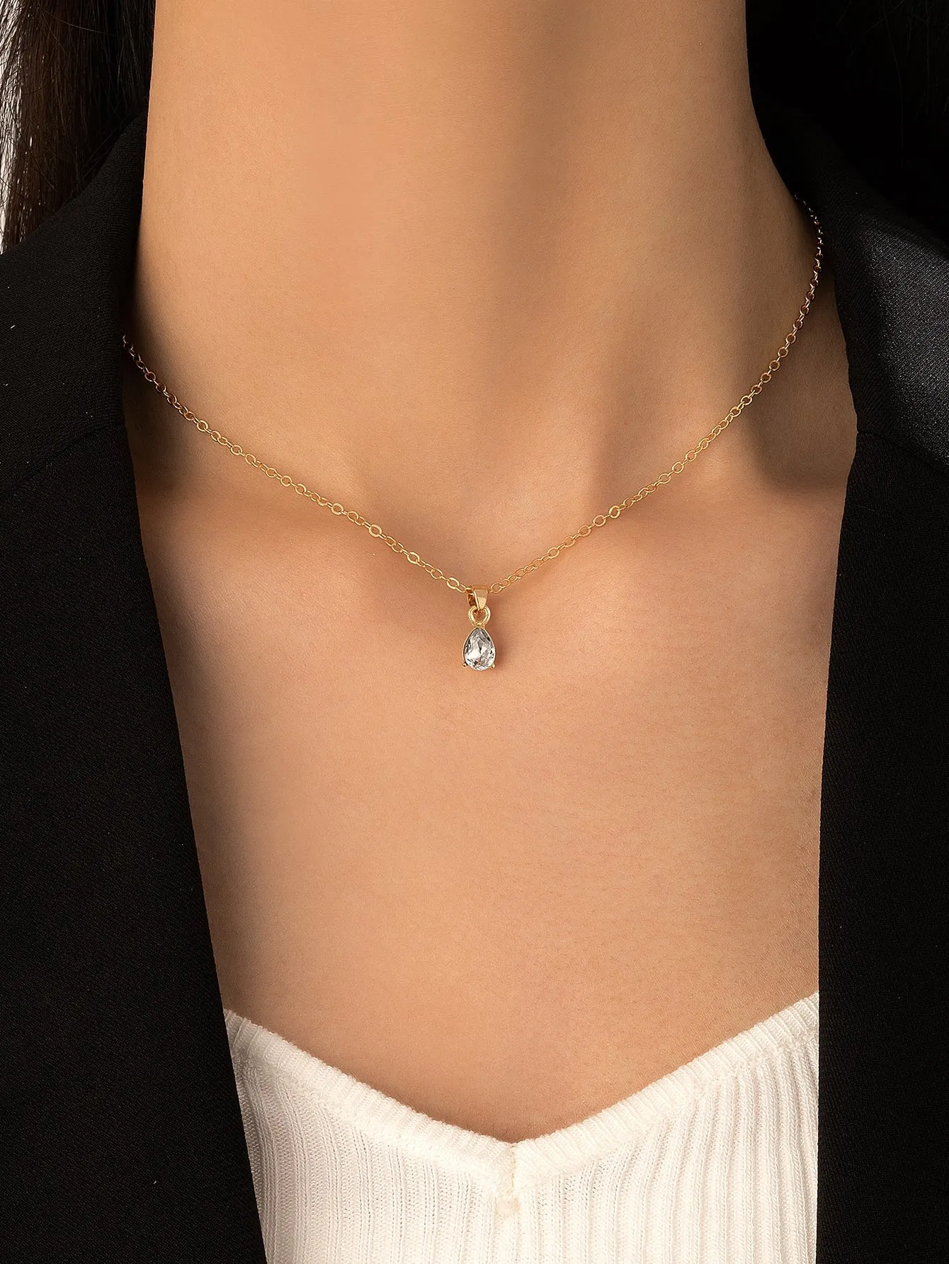 Cubic Zirconia Round Charm Necklace