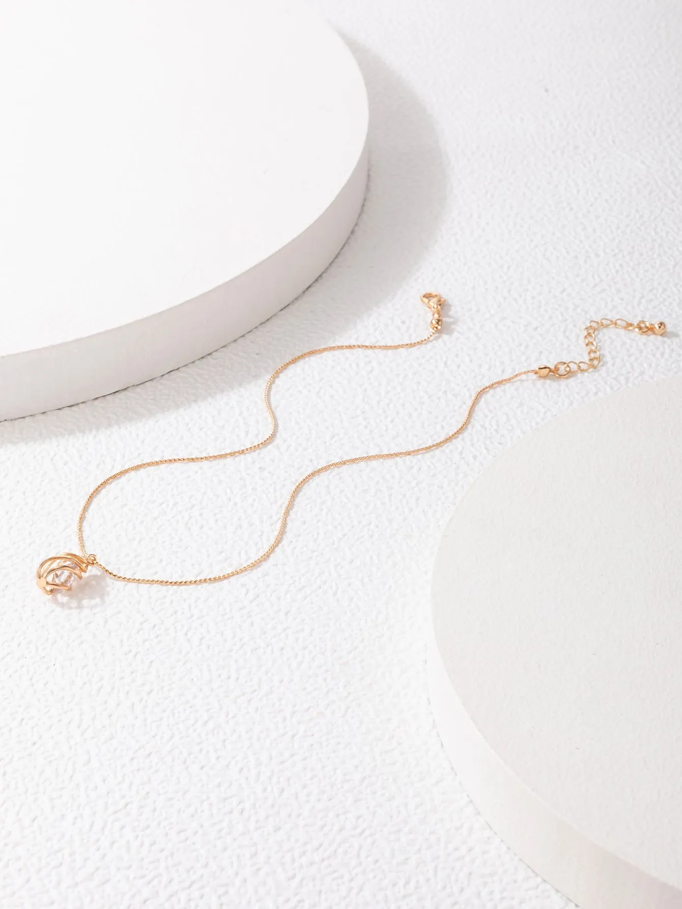 Cubic Zirconia Round Charm Necklace