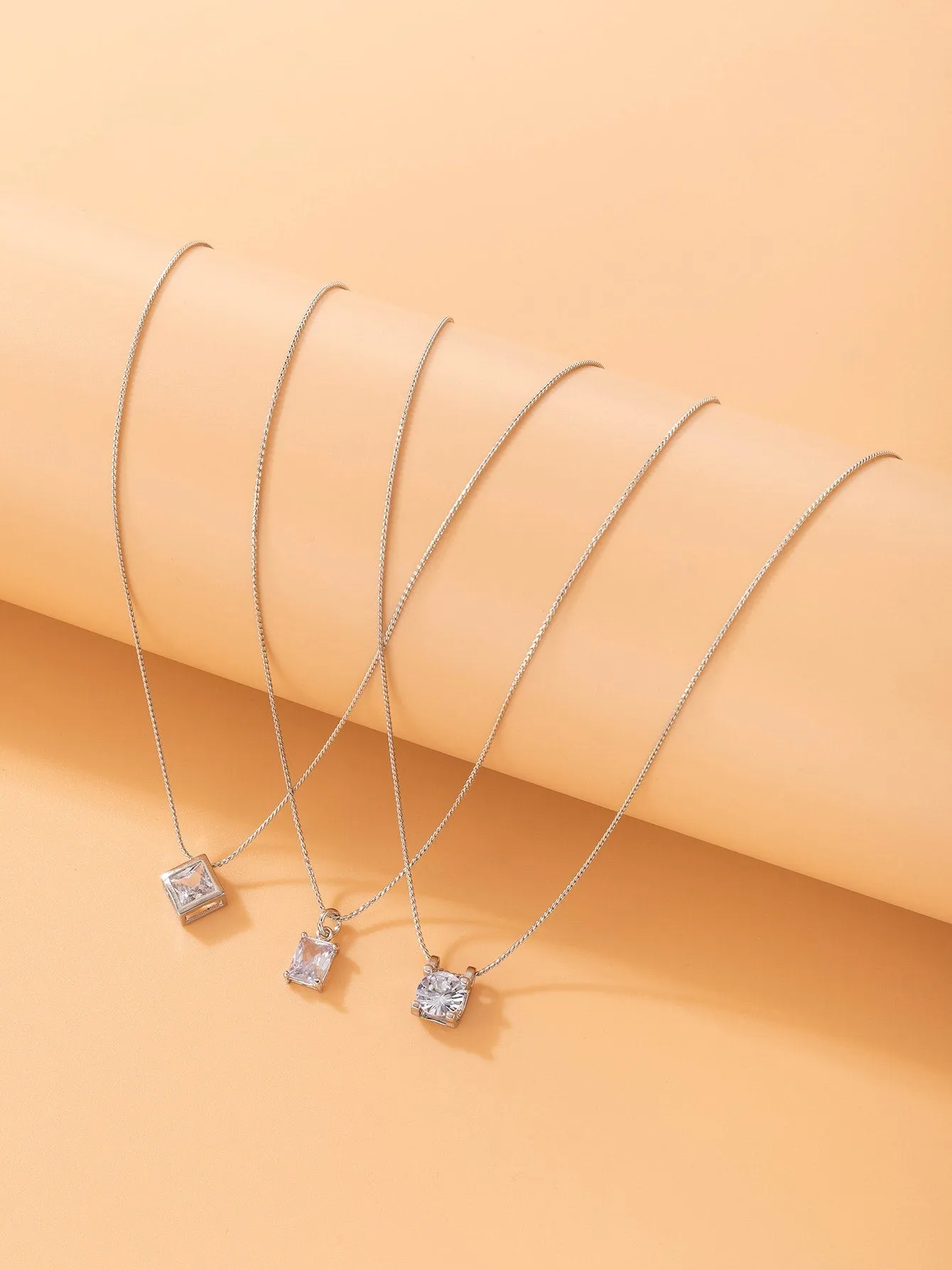 Cubic Zirconia Round Charm Necklace