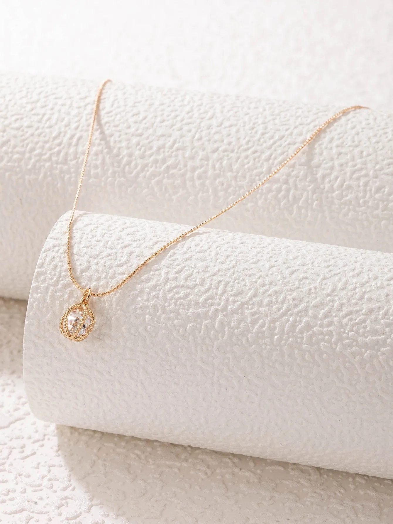 Cubic Zirconia Round Charm Necklace