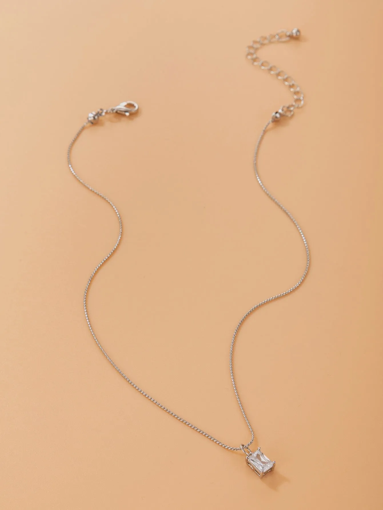 Cubic Zirconia Round Charm Necklace