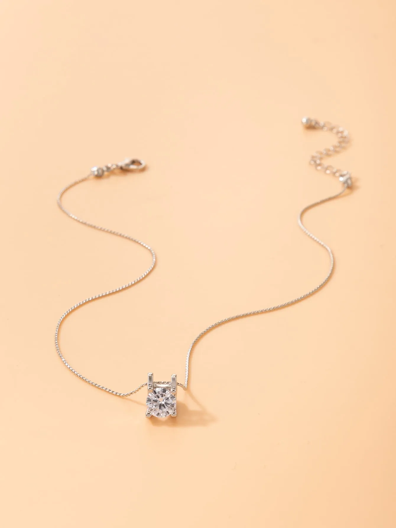Cubic Zirconia Round Charm Necklace