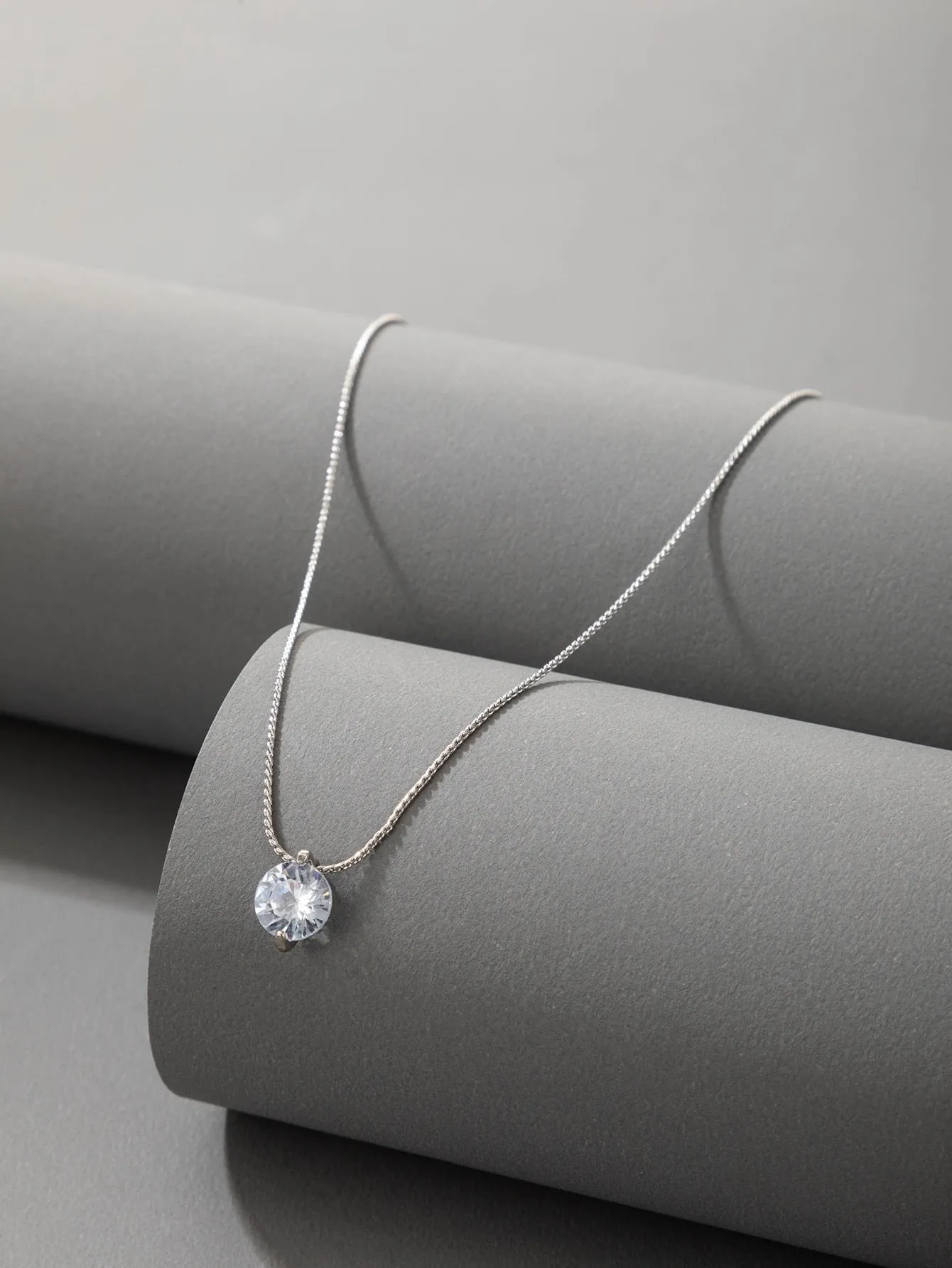 Cubic Zirconia Round Charm Necklace