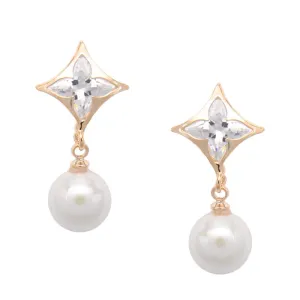 Cubic Zirconia Women Clip Earrings Gold Pearl Jewelry Clip Earrings without Piercing No Hole Ear Clips for Girls