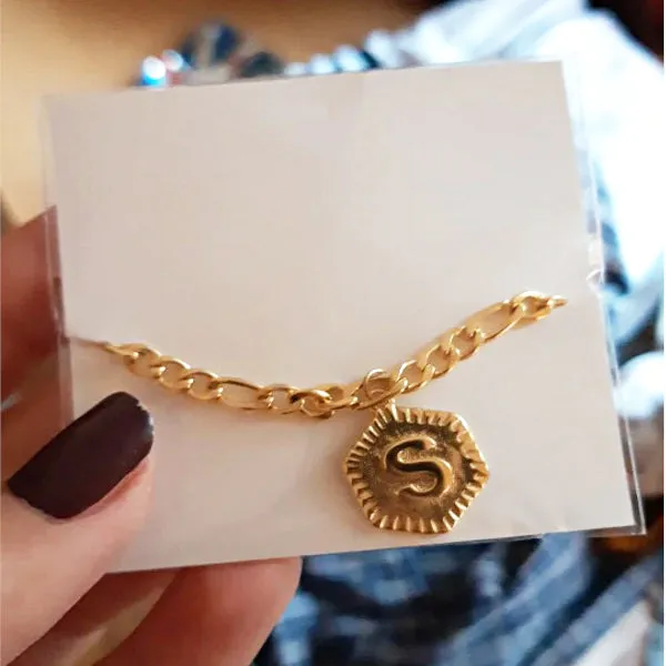 Custom Hexagon Alphabet Anklet