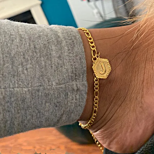Custom Hexagon Alphabet Anklet
