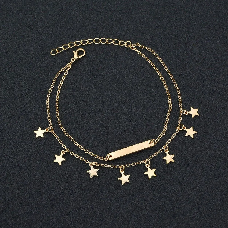 Cute heart love double layer anklet