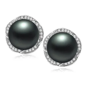 CZ stud earrings fashion natural pearl jewelry for women high quality 18k white gold plated women earrings